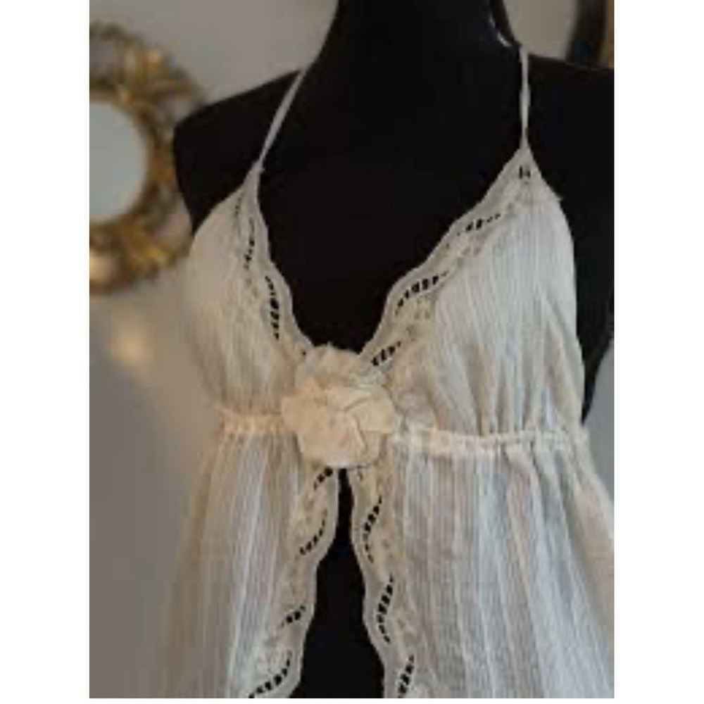 Zara  Gauze  Womens XXL Linen Open Front Boho Halter Cottagecore Coastal